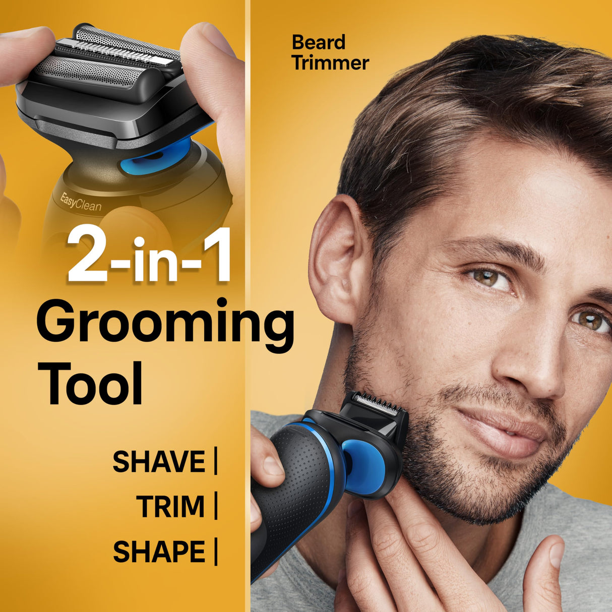 Braun Electric Shaver for Men, Series 5 5120s, Wet & Dry Shave, Turbo Shaving Mode, Foil Shaver, Engineered in Germany, with Beard Trimmer & Attachments, Blue