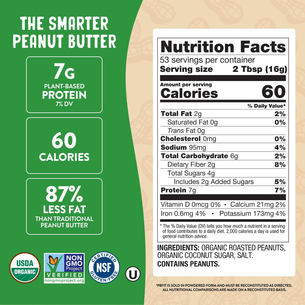 PBfit Organic Peanut Butter Powder 30 Oz, Peanut Spread with 7g Protein