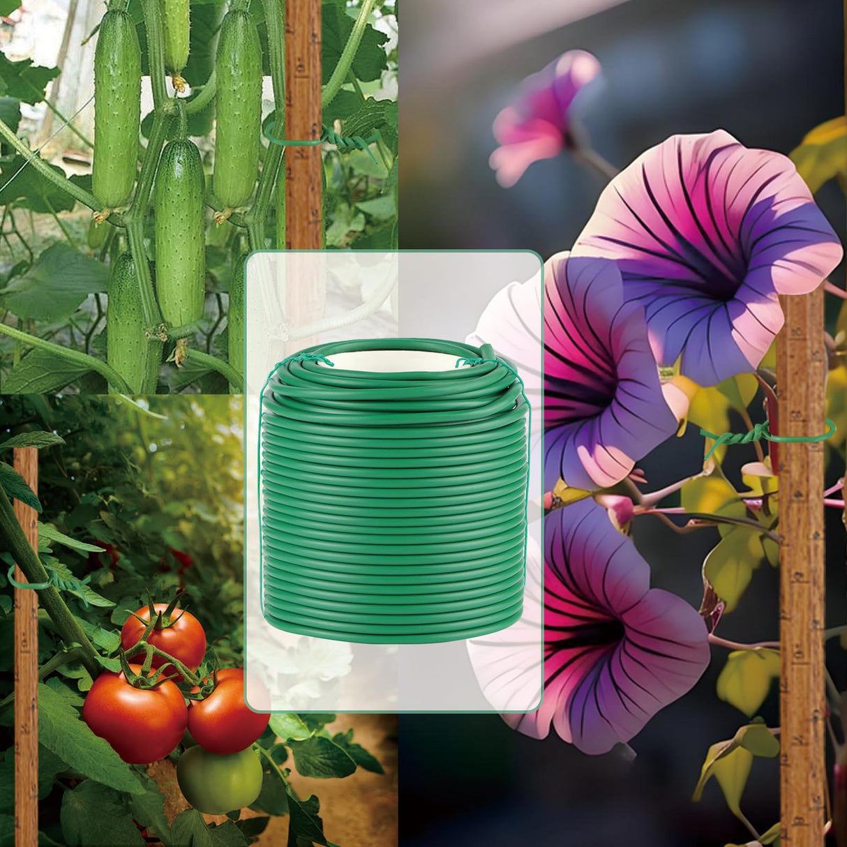 QenFree Soft Plant Ties, 164ft Garden Wire, 3.5mm Flexible Garden Ties for Climbing Plants, Tomato, Vines Plant, Flowers, Roses Plant Support