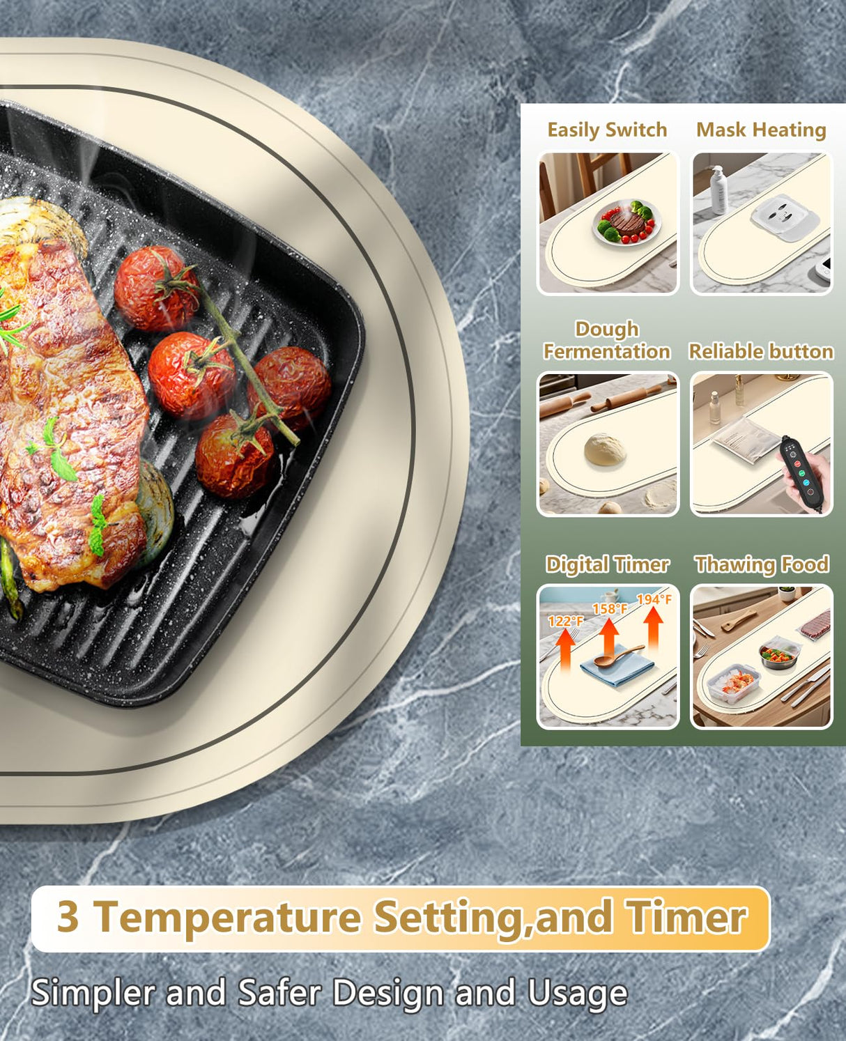 Food Warming Mats for Countertop Extra Large(XXL 36"x15"),Electric Heating Pad for Food,Roll Up Silicone Warmer Mat for Party,Christmas House Warming Gifts for Home Daily Use(Beige)