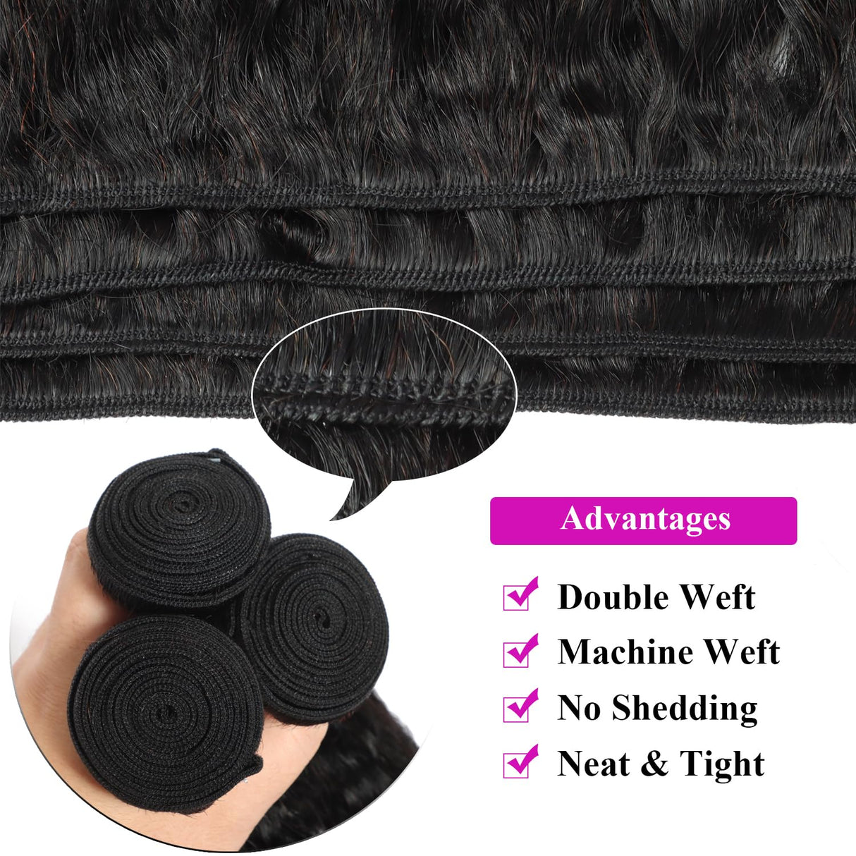 Kinky Straight Bundles Human Hair 18 20 22 Inch Yaki Straight Bundles Human Hair 3Pcs Sew in Kinkystraight Remy Hairs Extension 12A 100% Unprocessed Brazilian Virgin Hair Weave Natural Color