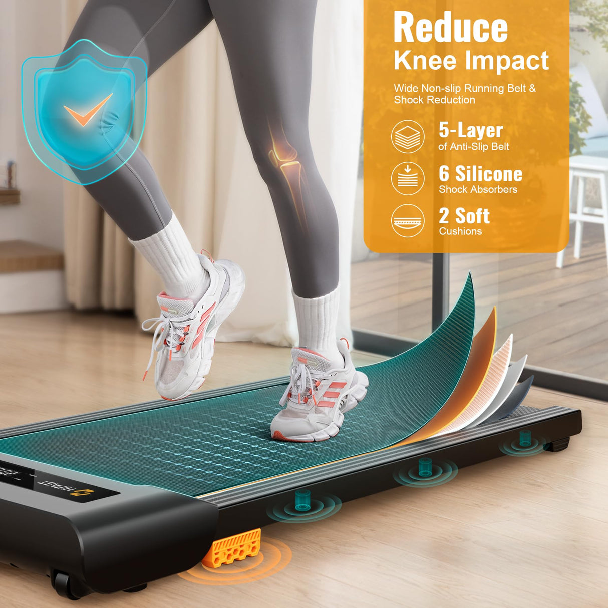 HiFast Walking Pad, Under Desk Treadmill for Home Office, 300 Lbs Capacity Portable Treadmills with Remote Control & LED Display, 2.5HP 2 in 1 Treadmill for Walking Jogging and Running (Black)