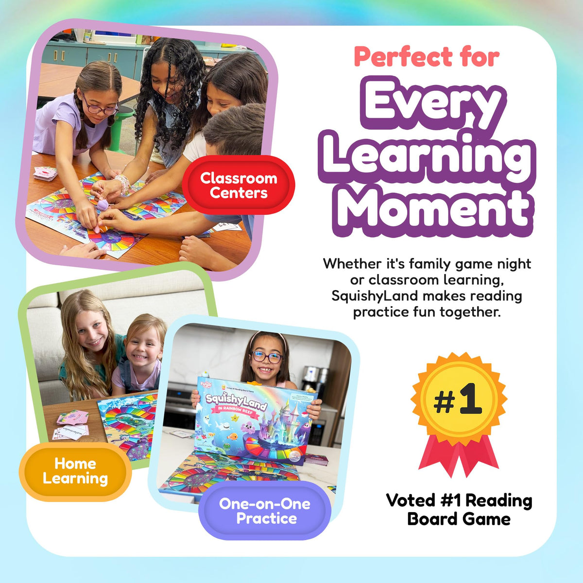 The Fidget Game SquishyLand in Rainbow Reef Board Game, Pre-K to 2nd Grade