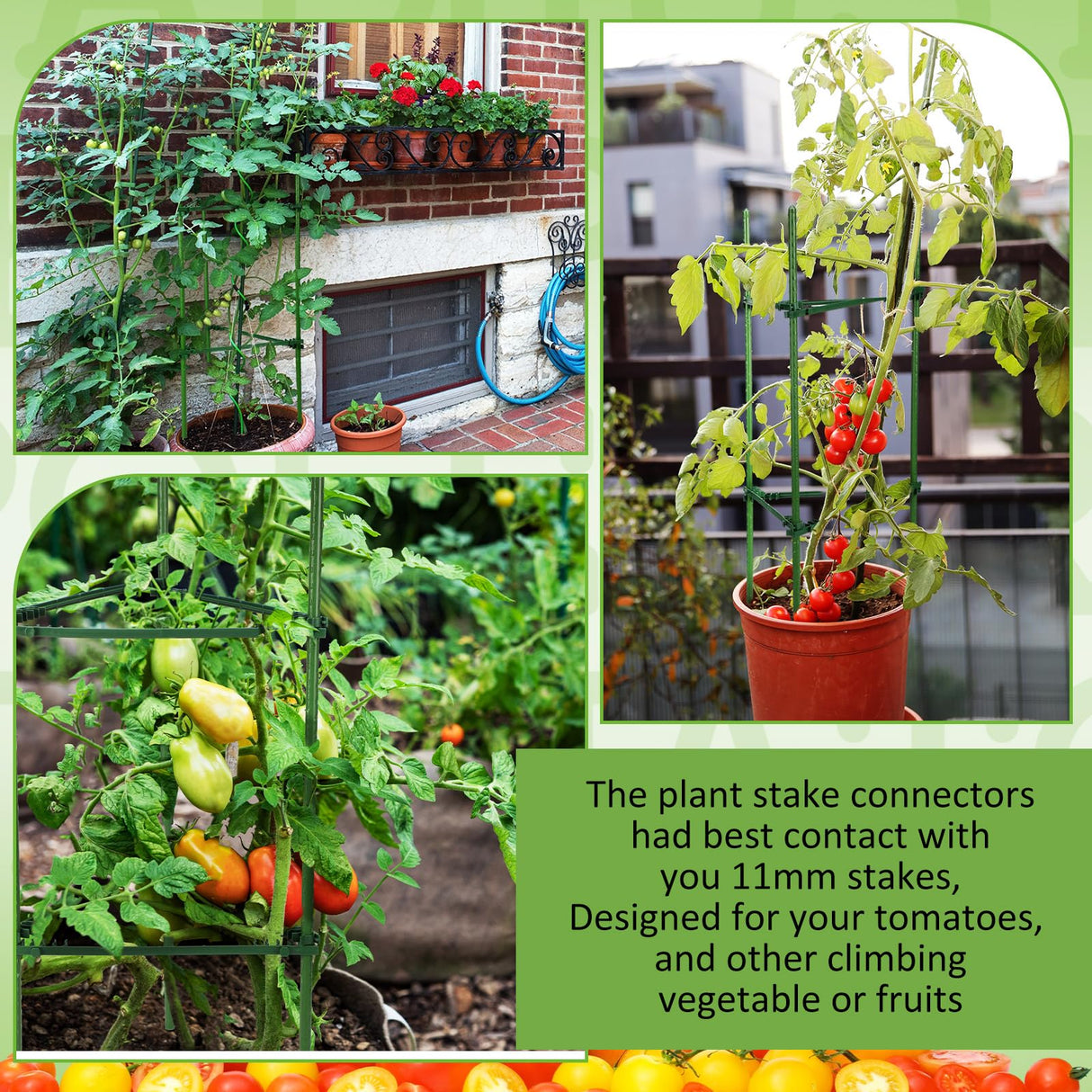 Threehoney 50 Pcs Adjustable Plant Stake Arms for Tomato Cage 11 Inch Expandable Trellis Connectors 11mm Diameter Garden Plant Stake Arms for Tomato Cage Vegetable Climbing Attach