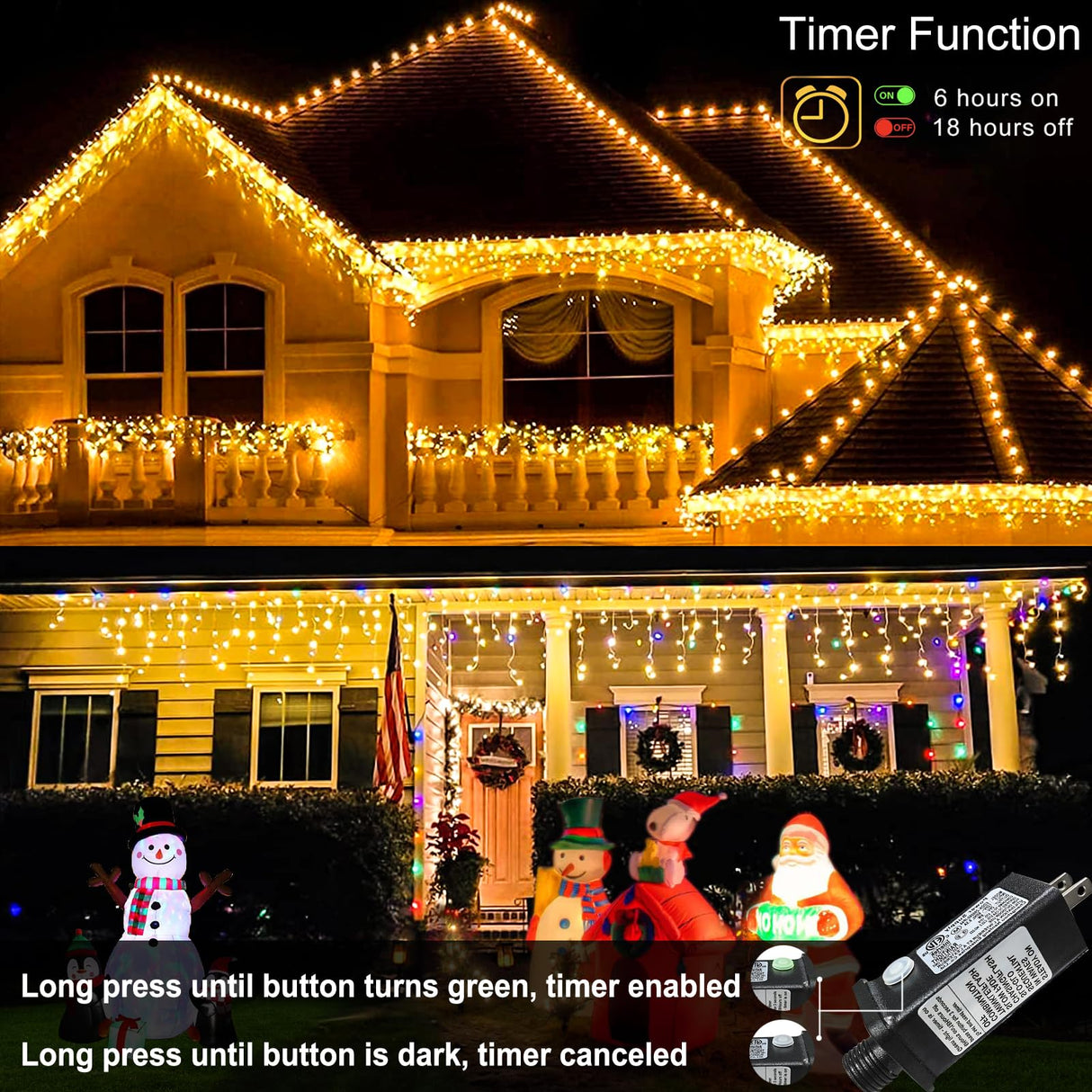 Nielfoi Warm White Christmas Lights Outdoor, 66ft 640 LED Icicle Lights for Outside House with Connectable Clear Wire 8 Modes Timer, Plug in Waterproof for Eaves Yard Party Indoor Holiday Decoration