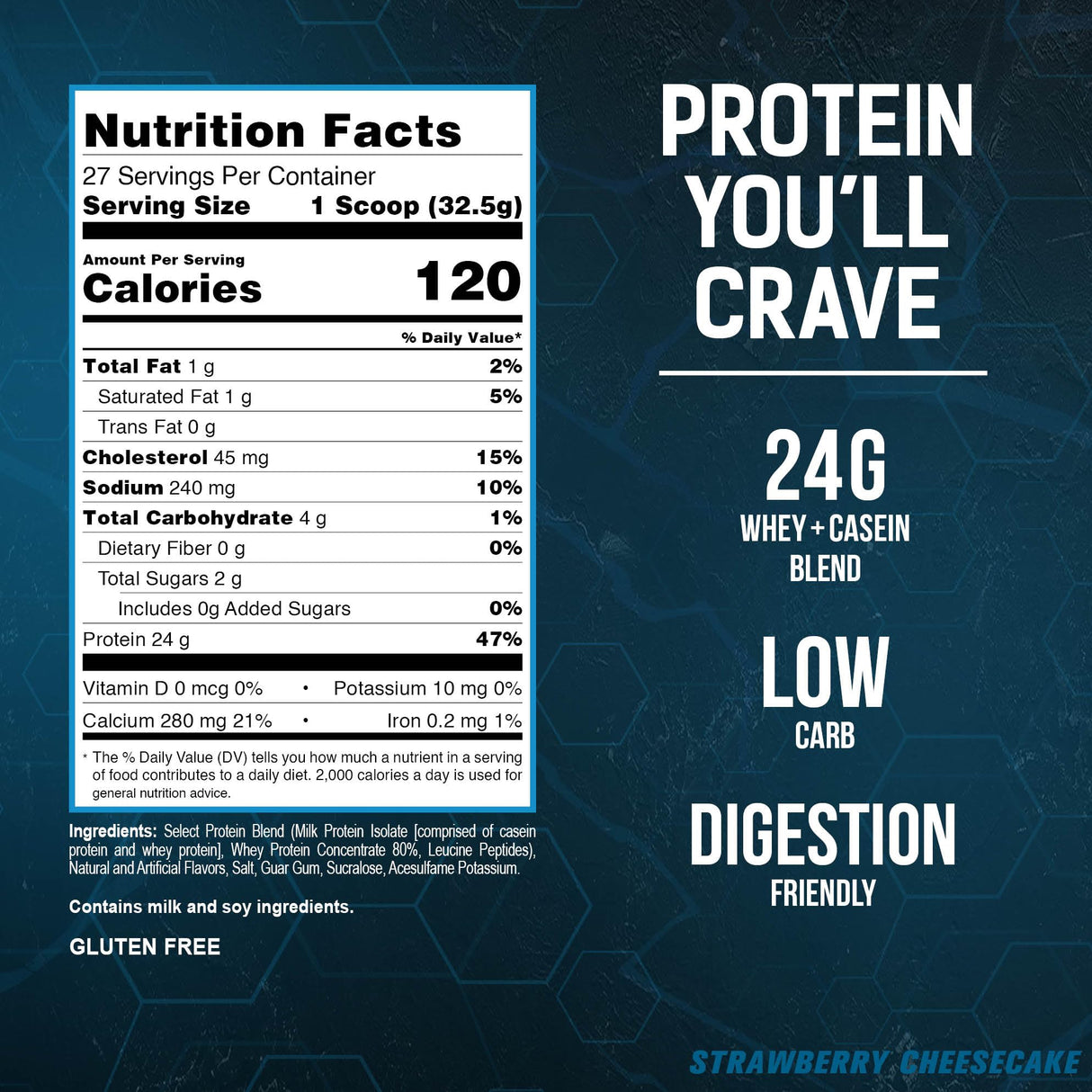 PEScience Select Protein Powder, Whey and Casein Blend, Clean Protein Powder for Women and Men, Low Calorie, Low Carb, Keto Friendly, Gluten Free, Strawberry Cheesecake, 27 Servings