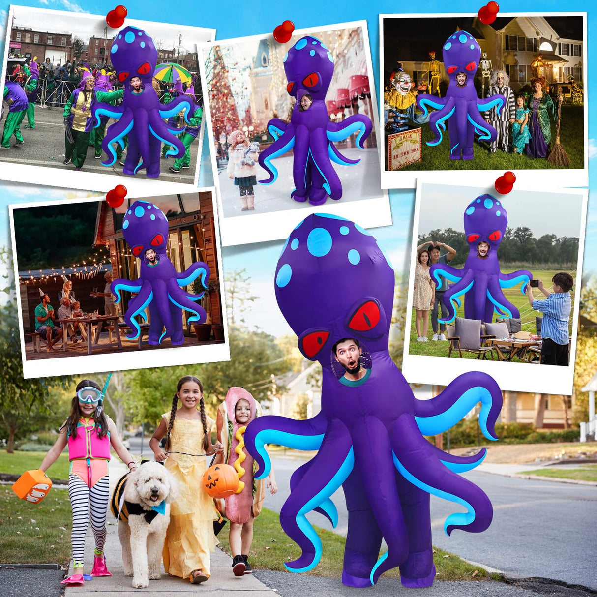 Danxilu Inflatable Costume Adult Full Body Blow Up Octopus Costume Animal Cosplay Men Women Funny Inflatable Halloween Costume Theme Party Christmas Birthday Holiday