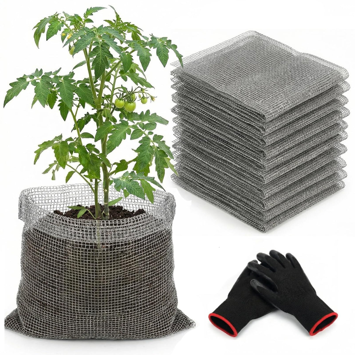 Emycool 10 Pack Gopher Baskets 5 Gallon, Gopher Cages for Planting Stainless Steel Metal Mesh to Protect Plant Root from Gophers Moles and Voles