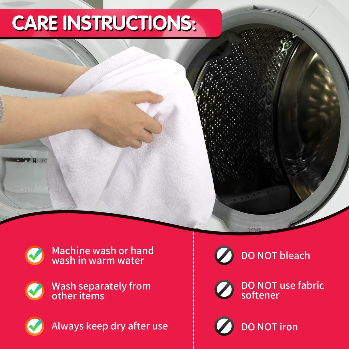 FIXSMITH White Microfiber Cleaning Cloth, Pack of 50, 16"X12" Cleaning Rags for Housekeeping and Kitchen, Reusable Shop Towels, Microfiber Towels for Cars, Lint Free, Scratch-Free, Highly Absorbent