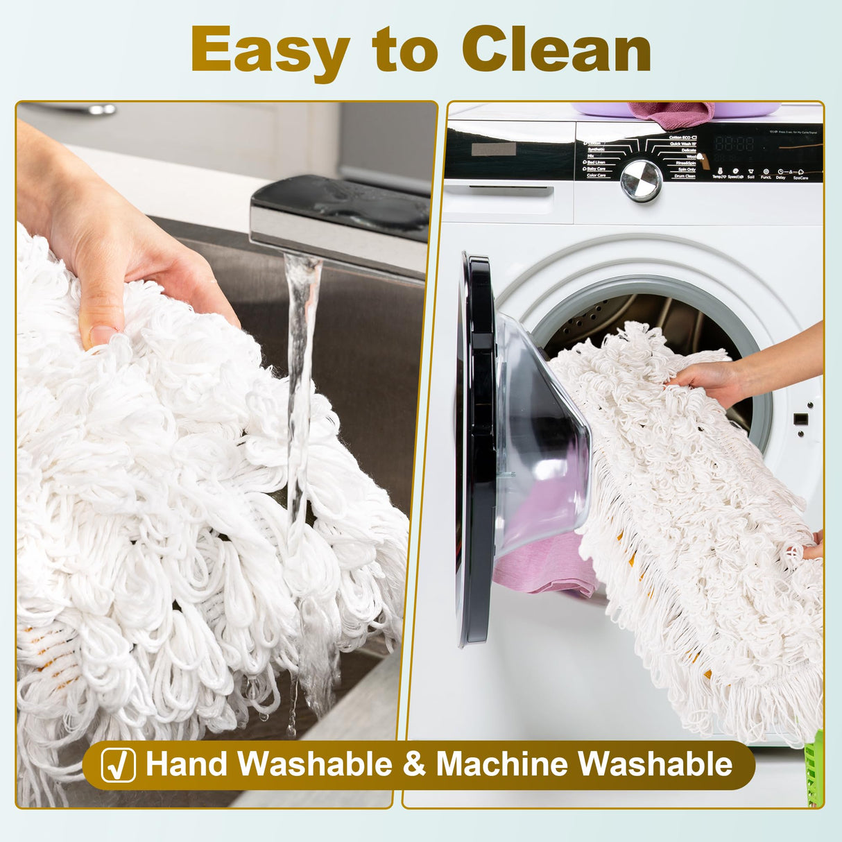 4-Pack 36'' Universal Microfiber and Cotton Mop Pads – Loop End - Easy Zipper - Compatible with Industrial Dust Mops – Reusable Replacement Heads for Commercial Floor Cleaning & Janitorial Supplies