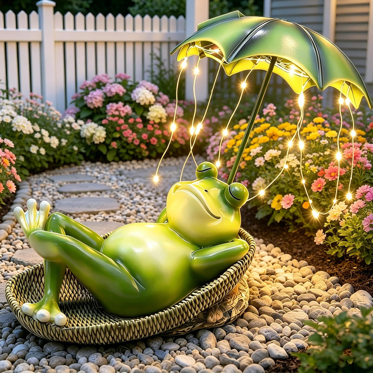 ASDFG 6.7" Solar Frog Garden Statue with Light Up Umbrella - IP65 Waterproof Resin Sculpture, Outdoor Figurine for Patio Yard Pond, Unique Gardening Gifts for Women/Mom