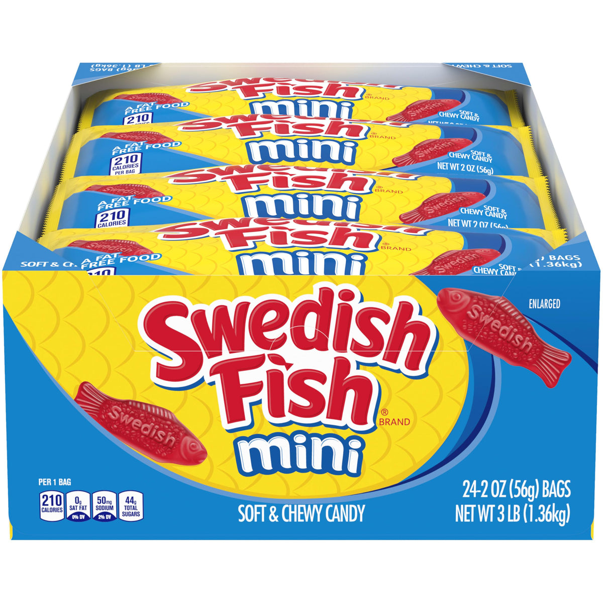 SWEDISH FISH Mini Soft & Chewy Gummy Candy, Bulk Candy, 24-2 oz Bags