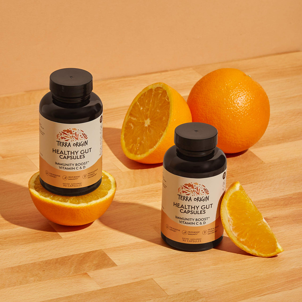 TERRA ORIGIN Healthy Gut Capsules with Immunity Boost | 90 Capsules | Non GMO, Gluten Free, Dairy Free | Digestive Support for Men and Women