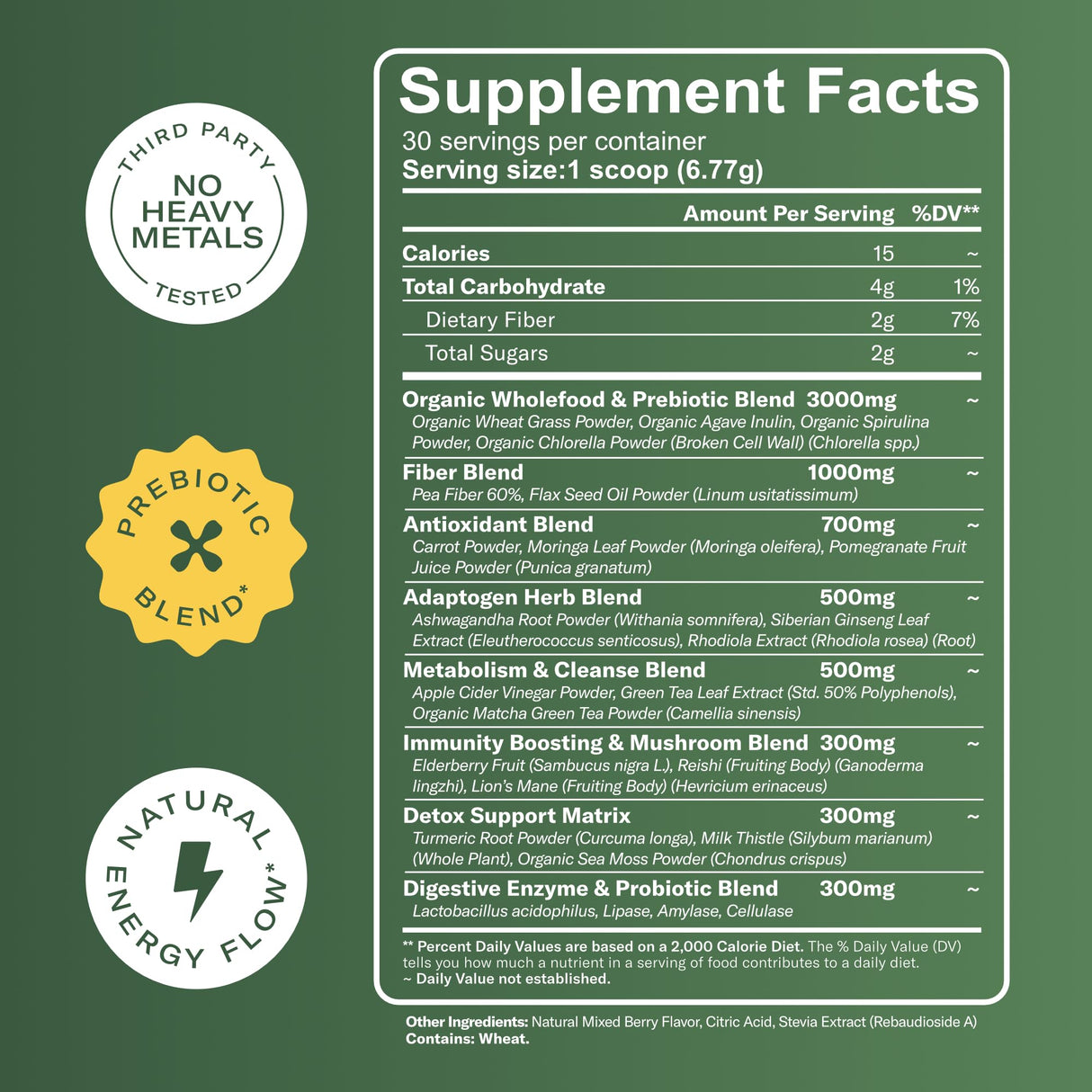 Super Greens Powder with Matcha for Digestive & Gut Health – 25 Organic Superfoods with Probiotics, Prebiotics, Enzymes & Sea Moss – Vegan Superfood Powder for Bloating & Regularity - 30 Servings