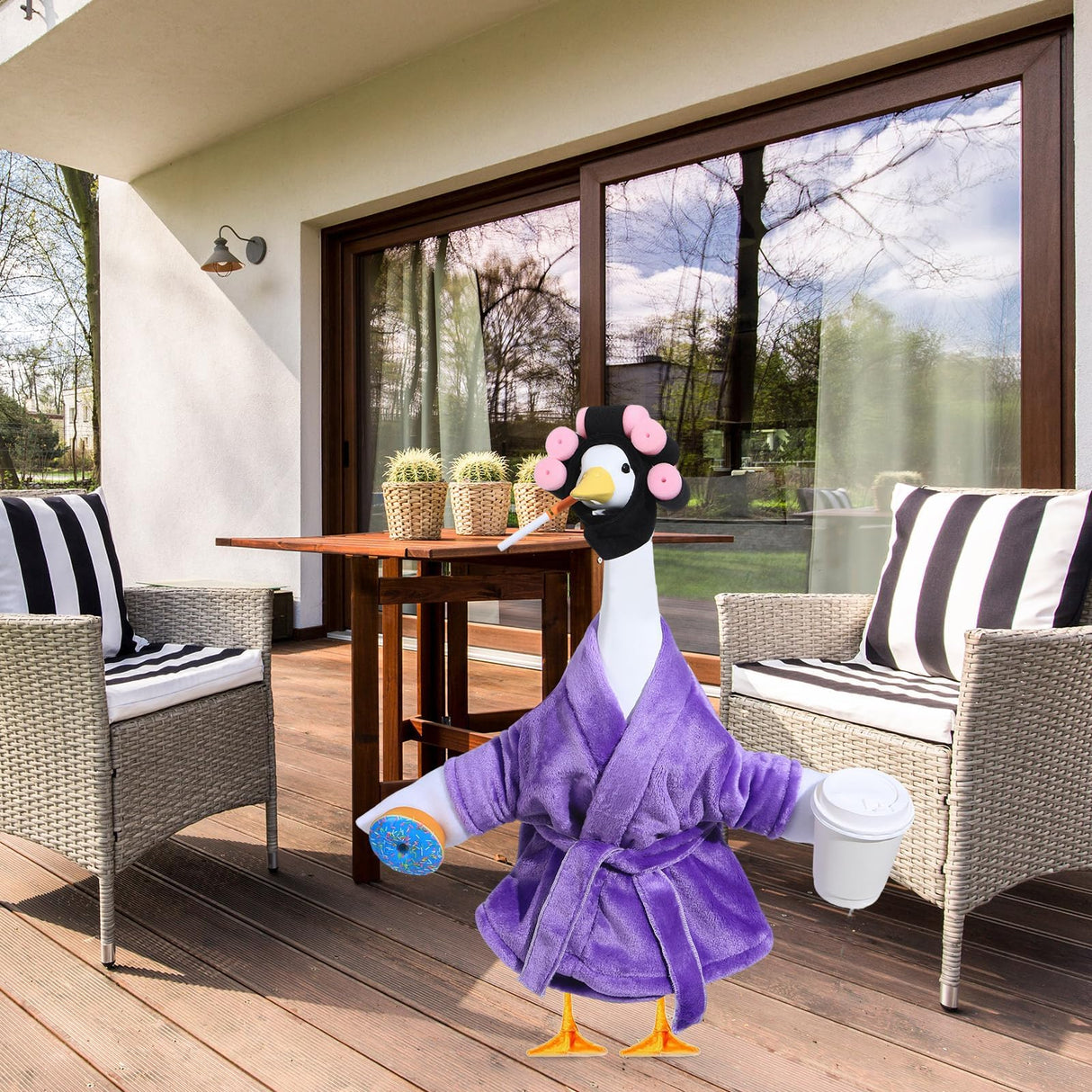 OBUSATT Old Lady Porch Goose Outfits 23 in Bathrobe Lawn Goose Costume Set Purple