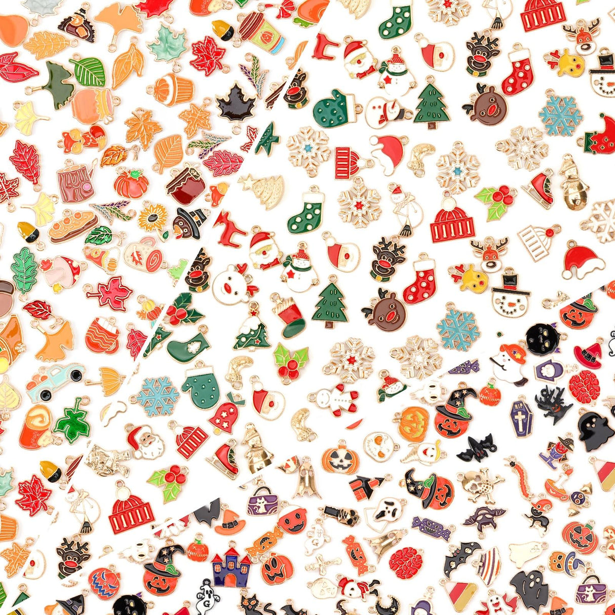 SANNIX 350Pcs Holiday Charm, Mixed Fall Thanksgiving Halloween Christmas Charms Jewelry Bangle Pendants for Bracelet Necklaces Earrings Making Supplies