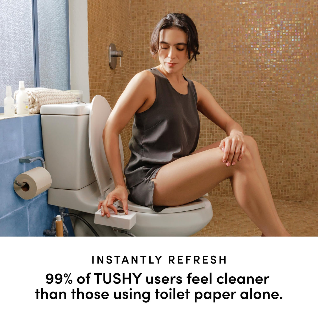 TUSHY Classic 3.0 Bidet Toilet Seat Attachment - a Non-Electric Self Cleaning Water Sprayer with Adjustable Water Pressure Nozzle, Angle Control & Easy Home Installation (Brushed Nickel)