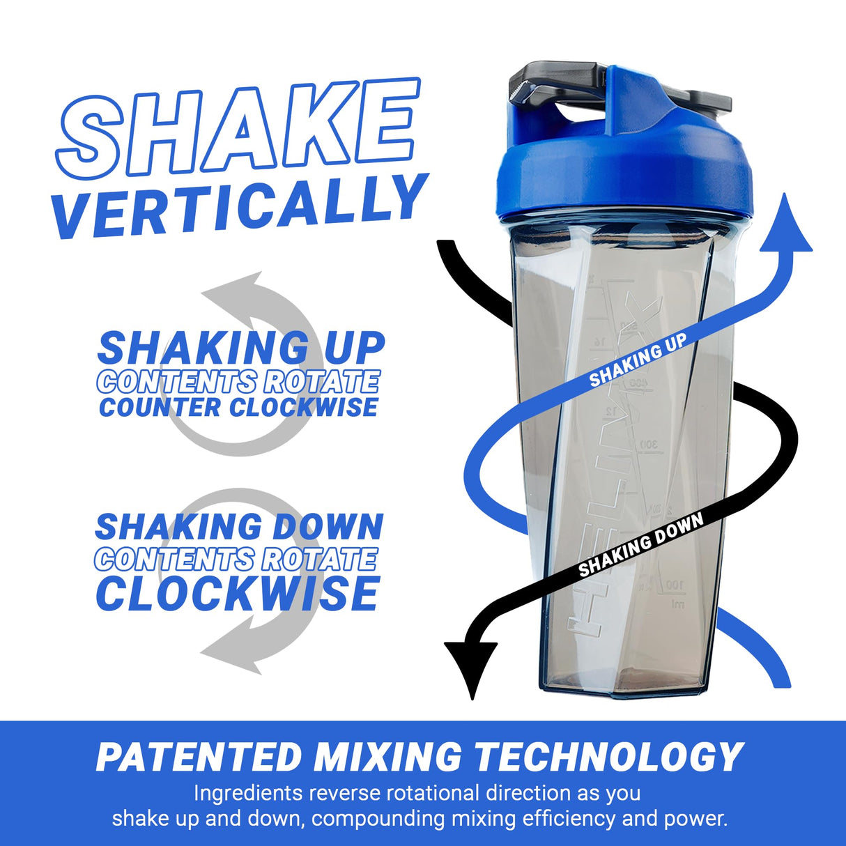 HELIMIX 2.0 Vortex Blender Shaker Bottle Holds upto 28oz | No Blending Ball or Whisk | USA Made | Portable Pre Workout Whey Protein Drink Shaker Cup | Mixes Cocktails Smoothies Shakes | Top Rack Safe