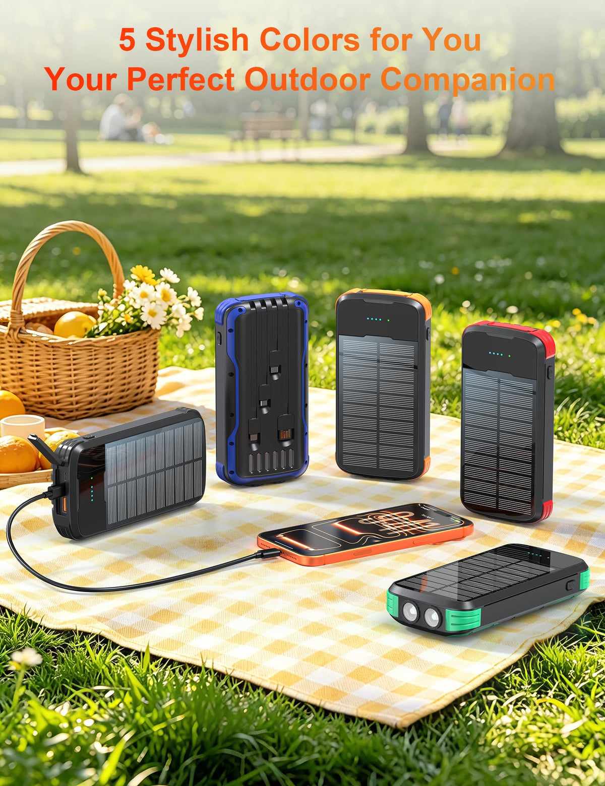 SOXONO Solar Power Bank 40000mAh PD20W Fast Charging Portable Solar Charger