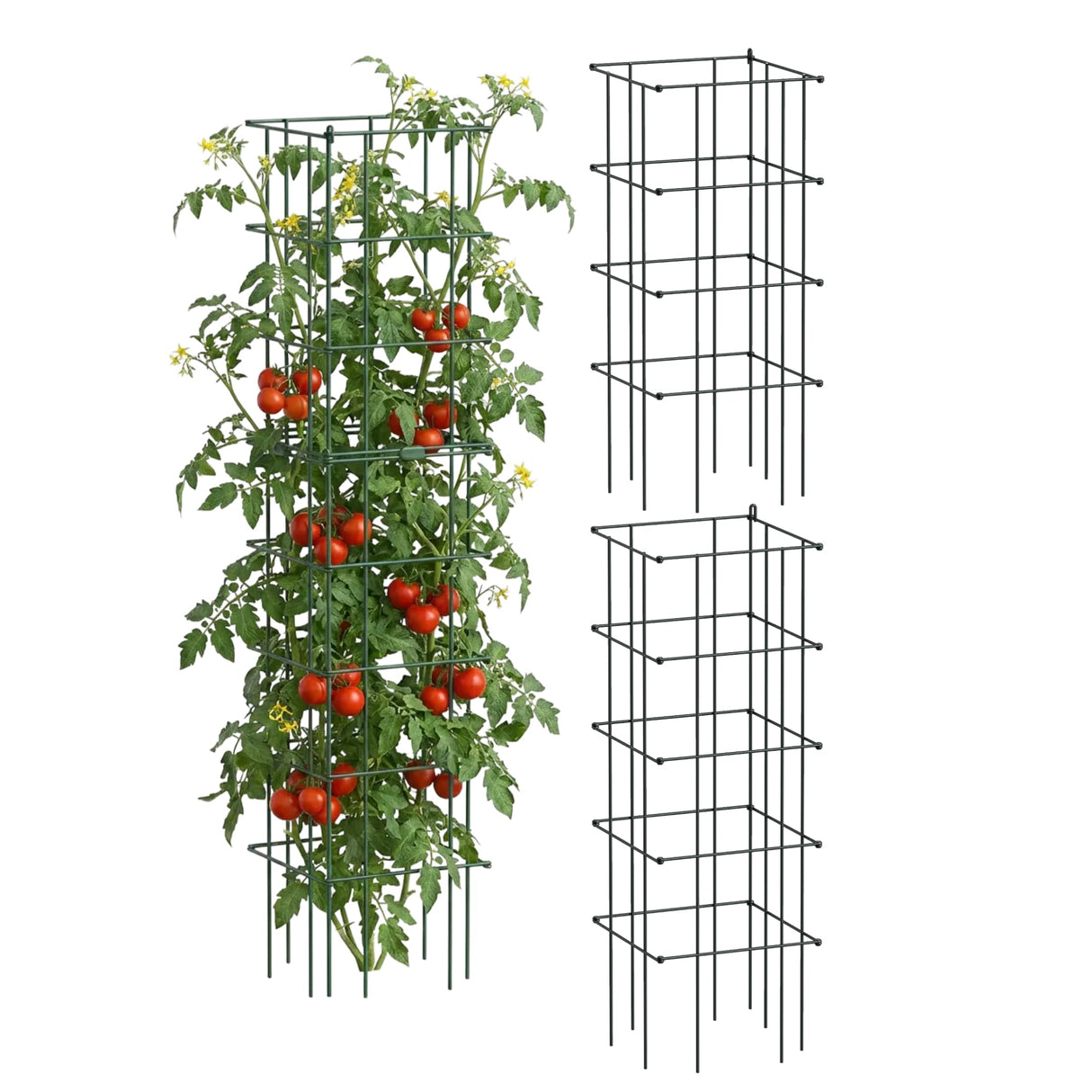 Vego Garden 2 Pack Tomato Cage 14.5"x 58" Square for Garden & Pots, Rust-Resistant Tomato Stackable Heavy Gauge Plant Cage Trellis Support for Climbing Vegetables Plants