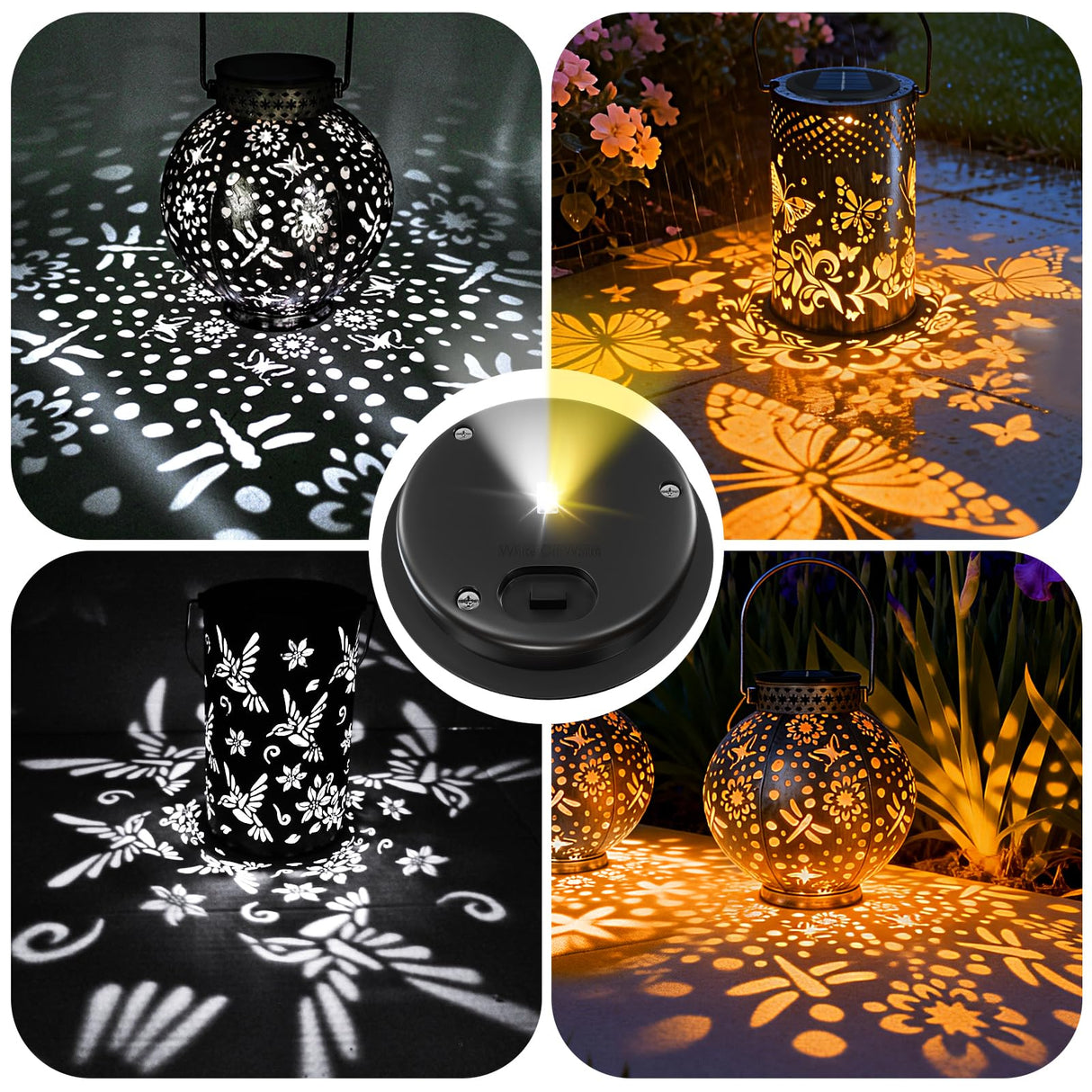 4 Pack Solar Light Replacement Top, Replacement Solar Light Parts for Lantern (Top 3.34 Inch, Bottom 2.83 Inch), Waterproof LED Replacement for Outdoor Garden, Pathway, Yard Lights & Decor