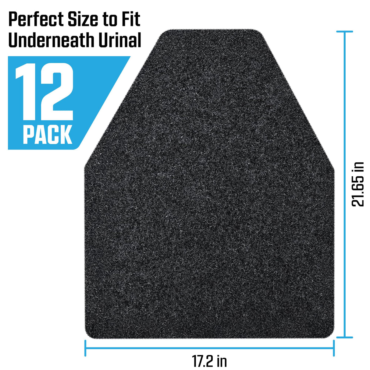 Urinal Mats (12 Pack) - High Absorbent Mats for Men's Restrooms - Mat Man. Large, Black, 12 PCS