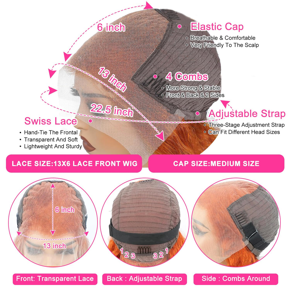 30 Inch Ginger Lace Front Wigs Human Hair 13x6 Deep Wave Wig Orange Ginger Wig Human Hair Pre Plucked 350 Deep Curly Hd Lace Front Wigs for Women 180% Density Wet Wavy Deep Curly Frontal Wigs