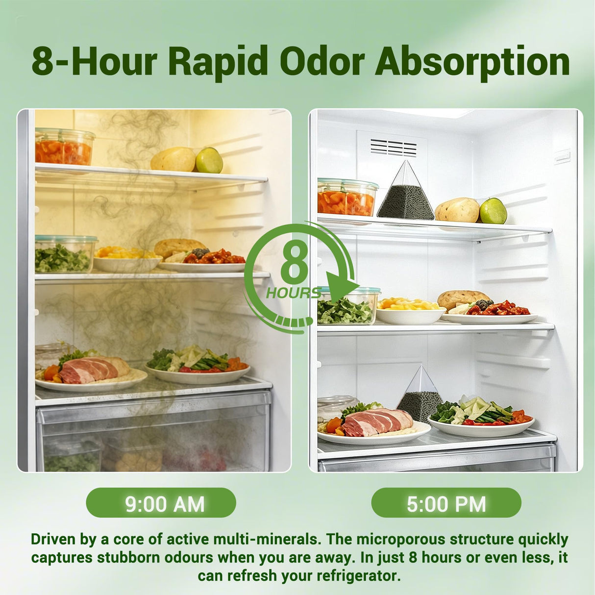 Refrigerator Deodorizer, Activated Carbon Odor Absorber, Fridge, 10 Packs