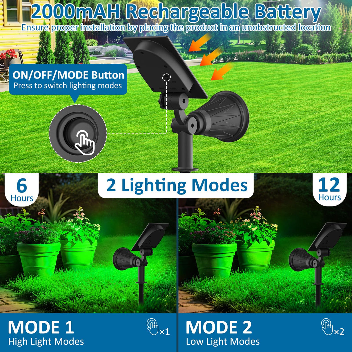 T-SUNUS Halloween Green Solar Lights Outdoor 2 Pack, IP65 Waterproof Garden Spotlights Auto On/Off Security Landscape Spotlight Spot Light for St. Patrick's Day Christmas Tree Patio Yard Driveway Pond
