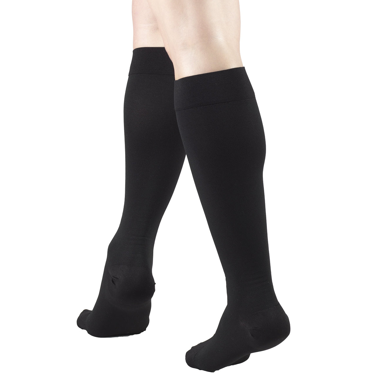 Truform 15-20 mmHg Compression Stockings for Men and Women, Knee High Length, Closed Toe, Black, Large