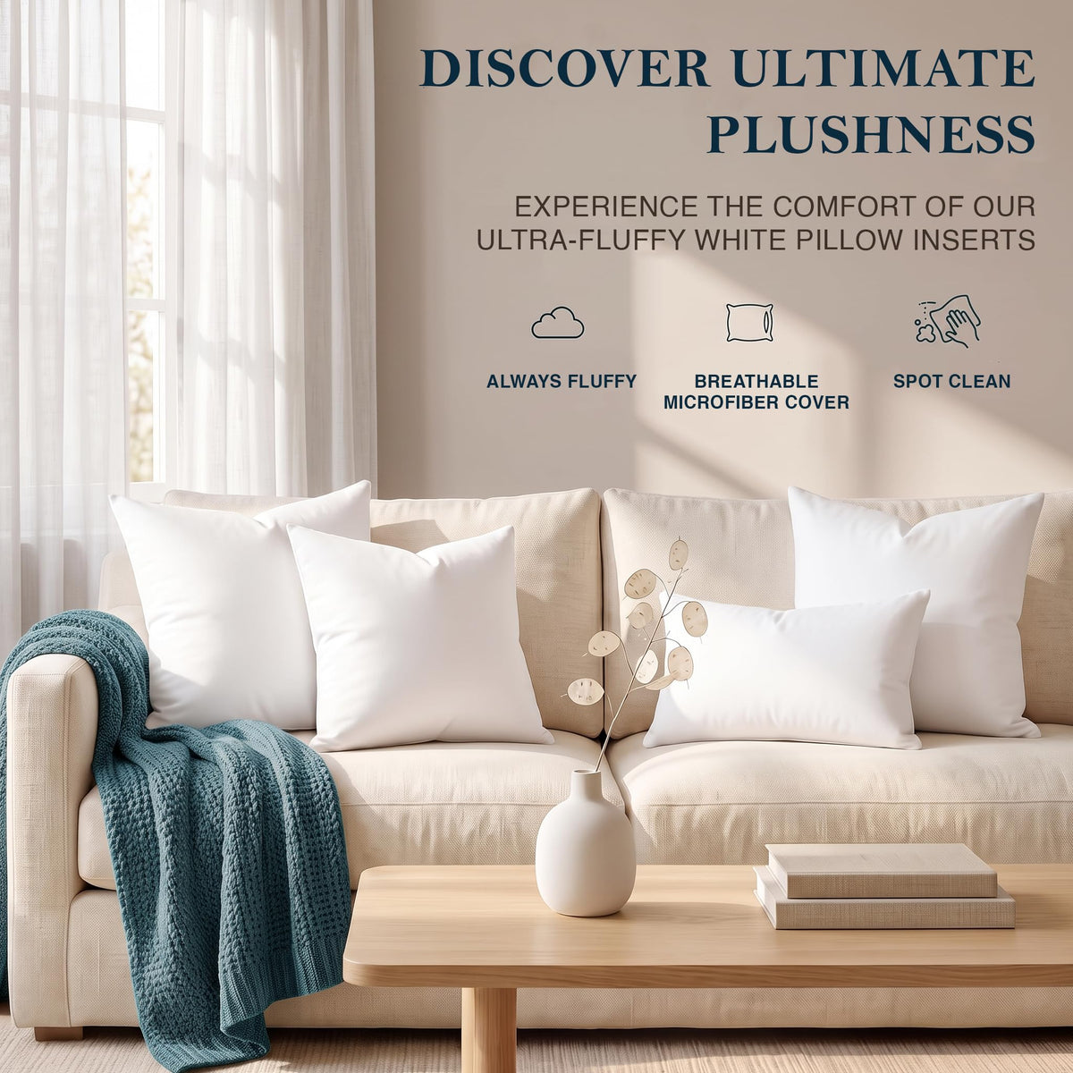 Utopia Bedding Throw Pillows, Decorative 18x18 pillow inserts, Set of 4