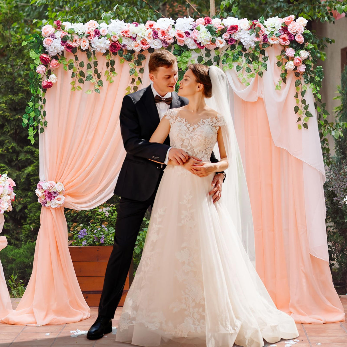 7.2FT Wooden Wedding Arch Square Wood Arches Arbor Backdrop Stand for Ceremony Indoor Outdoor Wedding Party Proposal Scene Garden Beach Forest Rustic Boho Decoration