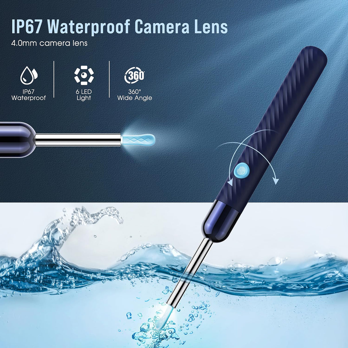 Ear Wax Removal - Earwax Remover Tool with 8 Pcs Ear Set - Ear Canal Cleaner with 1080P Camera - FSA HSA Eligible - Ear Cleaning Kit with 6 Ear Spoon - Ear Camera for iOS & Android (Midnight Blue)