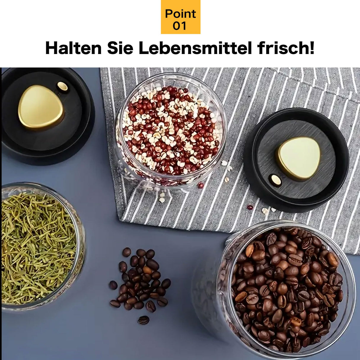BelleLife Vorratsgläser mit Deckel Vakuumierbare Vorratsdose kaffeedose 850ml 550ml Küche luftdicht Aufbewahrungsgläser, Gewürz-Spülmaschinenfest, aus Verstärktem Borosilikatglas