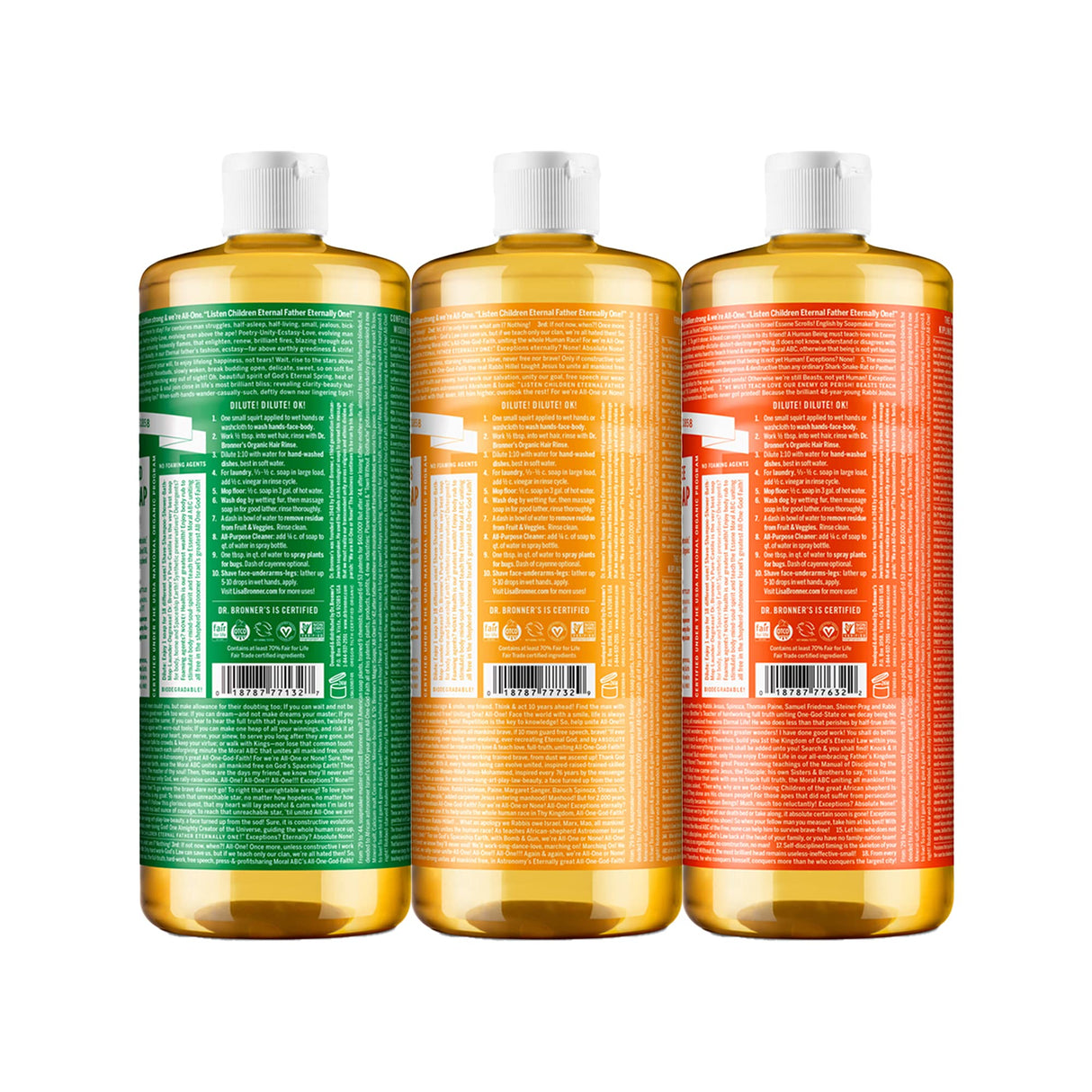 Dr. Bronner's - Pure-Castile Liquid Soap (32 oz Variety Pack) Almond, Citrus, & Tea Tree - Made with Organic Oils, 18-in-1 Uses: Face, Body, Hair, Laundry, Pets and Dishes | 3 Count