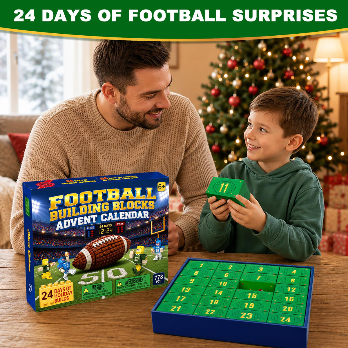 Football Advent Calendar 2026, 24 Days Building Blocks for Kids