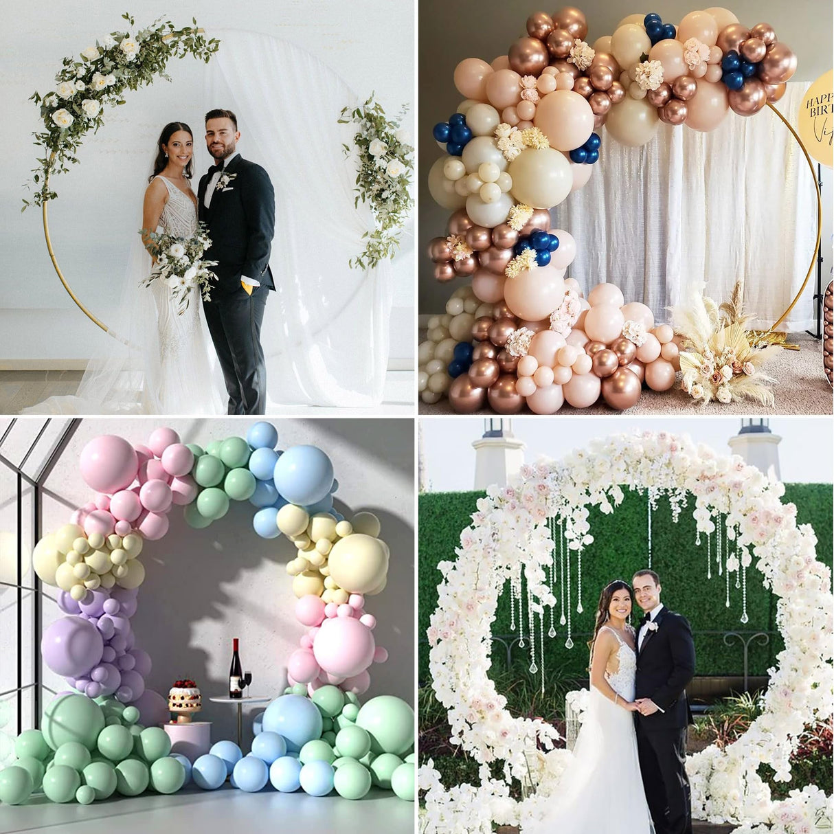 7.2FT Circle Balloon Arch Stand for Floor Round Arch Backdrop Stand for Parties Flower Balloon Arch Frame Kit Flower Gold Metal Arches Backdrop for Birthday Party Wedding Christmas Decorations