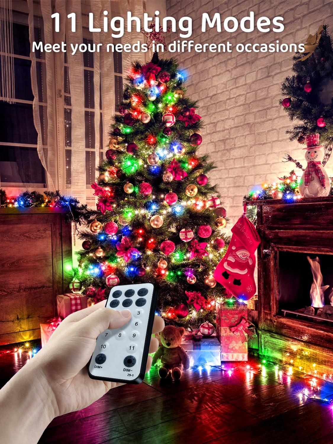 Acan 115FT Christmas Lights Warm White/Multicolor, 300 LED Color Changing String Lights Outdoor with Remote Control, 8 Modes Fairy Light Plug in Waterproof for Bedroom Party Christmas Tree Wedding