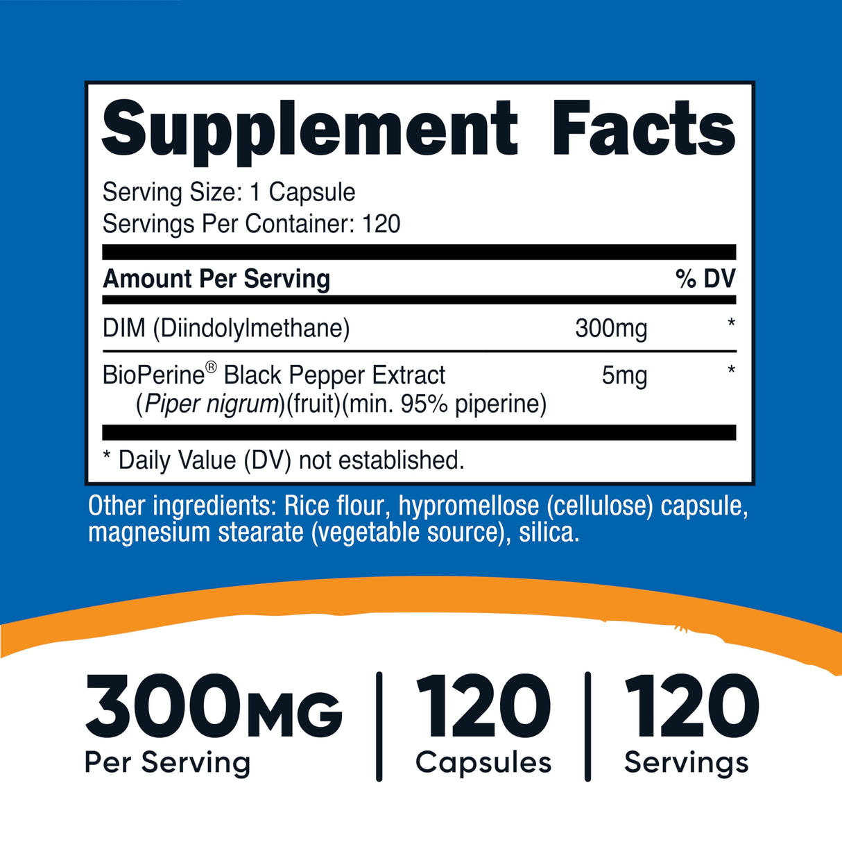 Nutricost DIM (Diindolylmethane) Plus BioPerine 300mg, 120 Vegetarian Capsules - Up to 4 Month Supply, Max Strength DIM Supplement