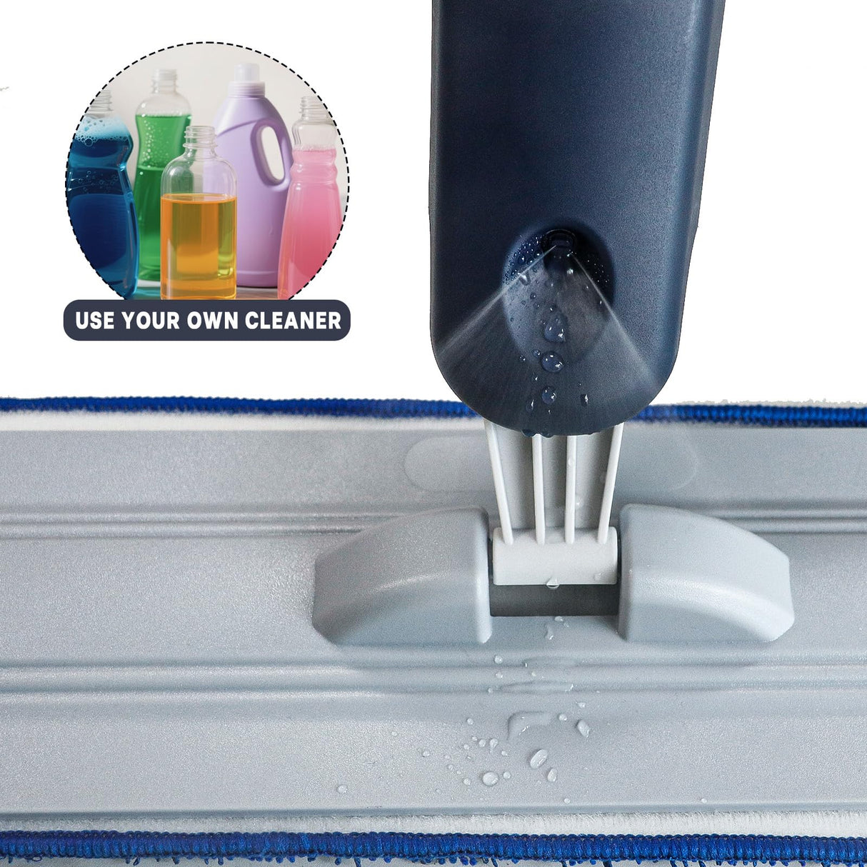 24" Dry mops for Floor Cleaning, Microfiber mop Spray System, Commercial Heavy-Duty Wet mops with 28oz Big Tank, 2 Washable Pads (Commercial Blue, 24inch-1Pack)
