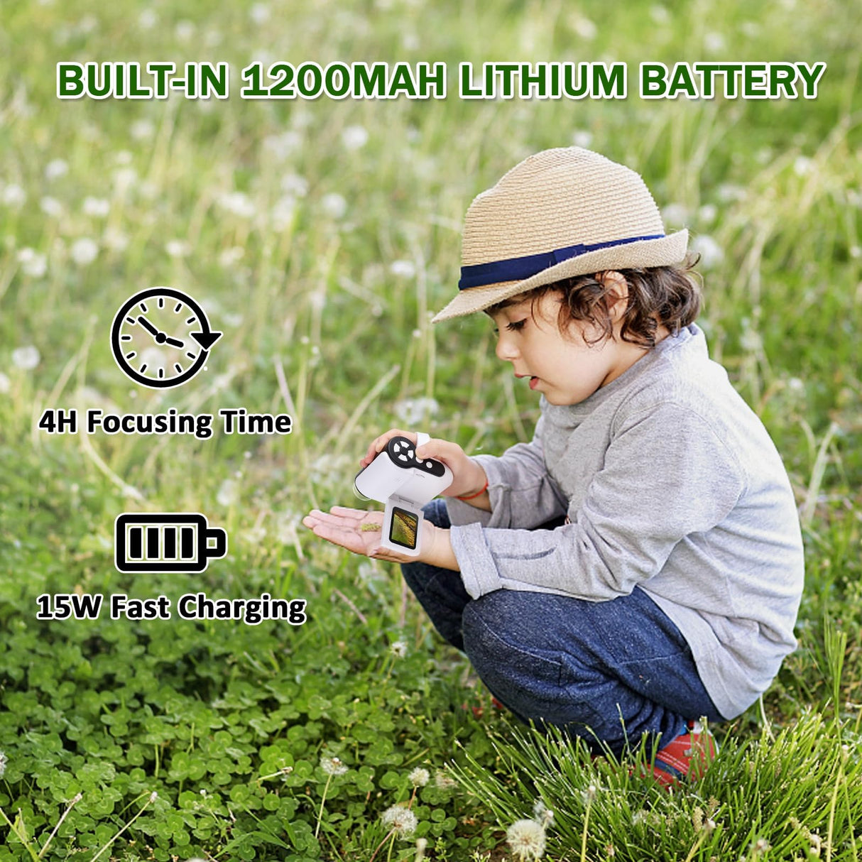 Barchrons 1000X Handheld Microscope for Kids, 4K 2.0" Screen Mini Pocket Microscope with 6 Adjustable LED Lights, Edu Science Christmas Birthday Gifts for Kids Ages 8-12