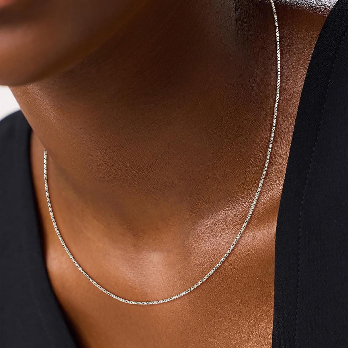 Goldegg 925 Sterling Silver Chain for Women, Diamond Cut 1mm Box Chain