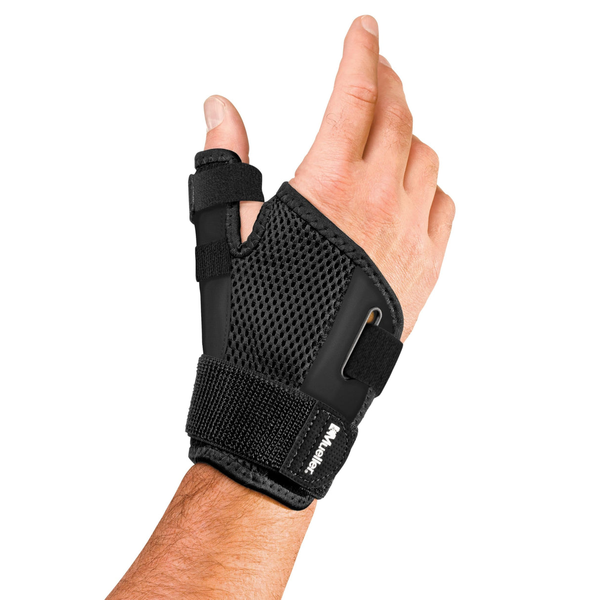 MUELLER Sports Medicine Adjust-to-Fit Thumb Brace, Spica Splint, Thumb Pain Relief Stabilizer for Men and Women, Ideal for De Quervain's Tenosynovitis, Arthritis, Sprains, Fits Right or Left, Black, One Size
