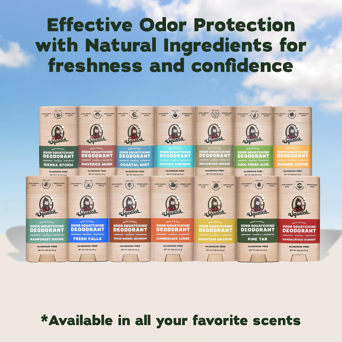 Dr. Squatch Natural Men’s Deodorant, Aluminum Free Deodorant Men (3-Pack)