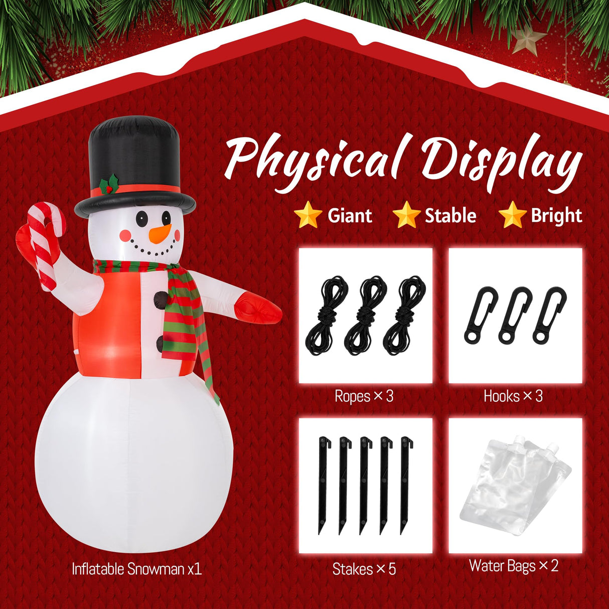 8 FT Christmas Inflatables Yard Decorations Snowman Outdoor, Giant Christmas Blow Ups Outdoor Decor Waterproof with Built-in Bright LED Lights for Yard Garden Patio Lawn