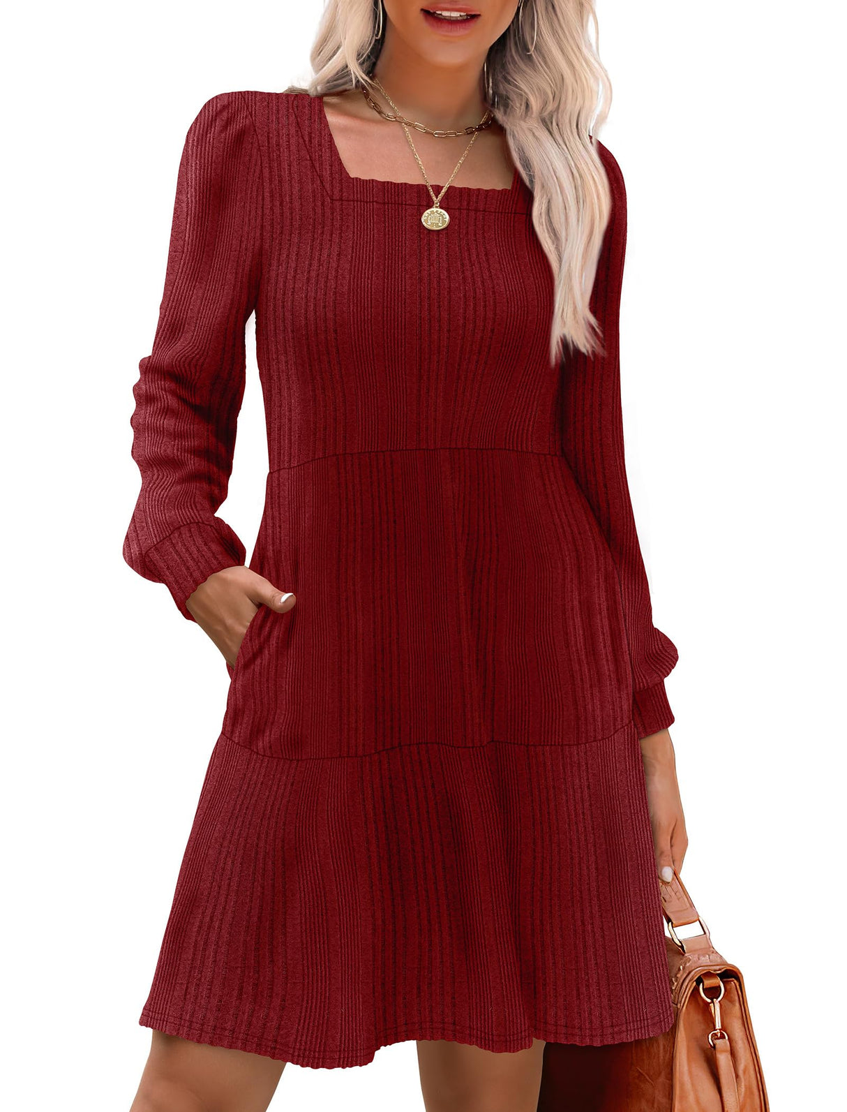 Holiday Dresses for Women Elangant Sweater Party Dress Christmas Outfits 2025 Red L