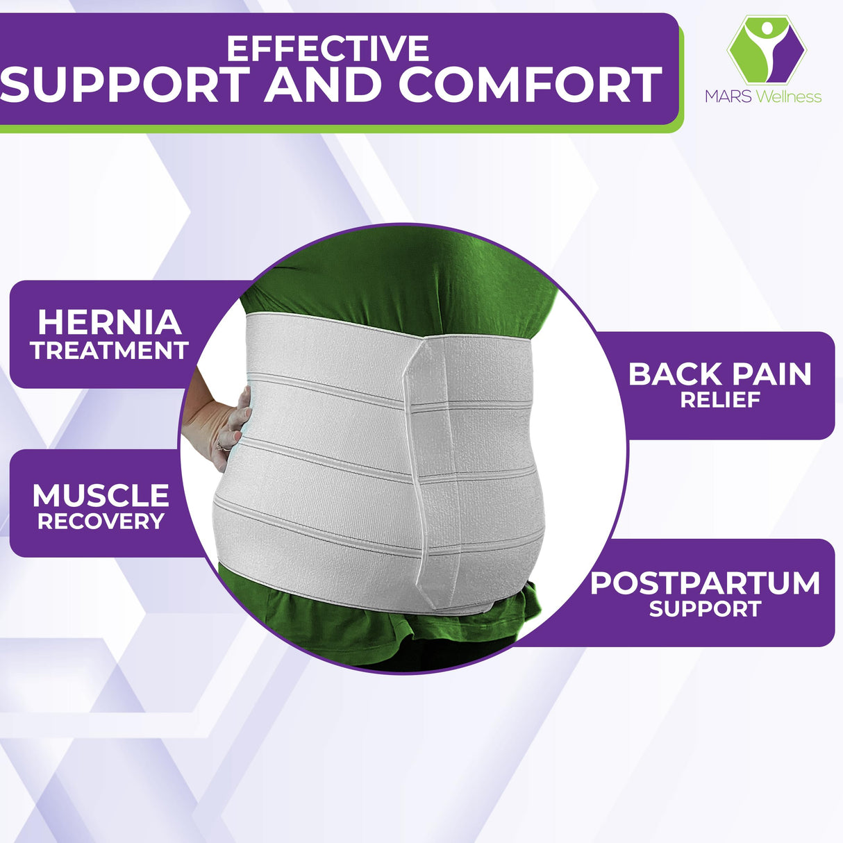 MARS WELLNESS Premium Plus Size Bariatric Abdominal Binder - 12" 4 Section/Panel - Bariatric Binder Abdominal Brace for Men or Women - Fits Waist Sizes 55" - 72"