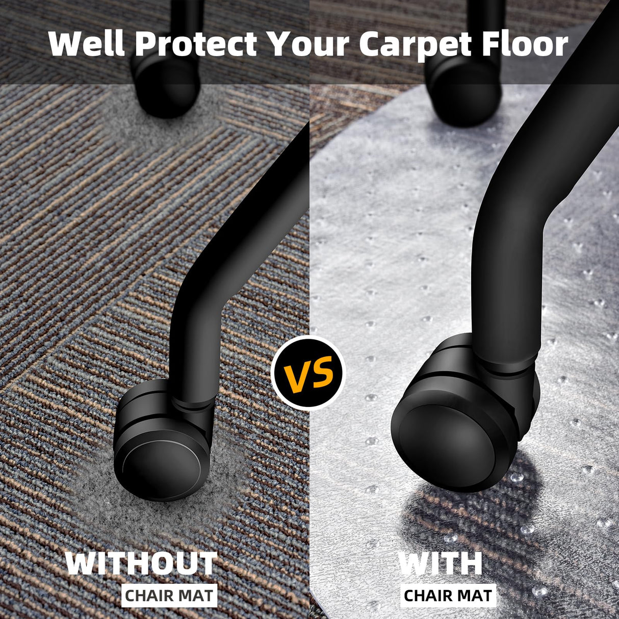 Office Chair Mat Carpet Protector: 36" x 36" Plastic Heavy Duty Computer Desk Mats with Lip for Low Flat and No Pile Carpeted Floor - Clear Rug Pad for Rolling Chairs Office Work Home Gaming Round