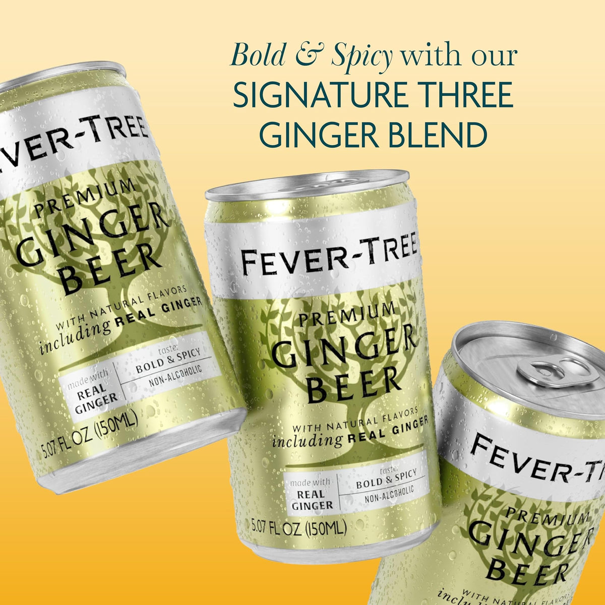 Fever-Tree Ginger Beer, 3-Ginger Blend Mixer, 24 Pack, 5.07 Fl Oz Cans