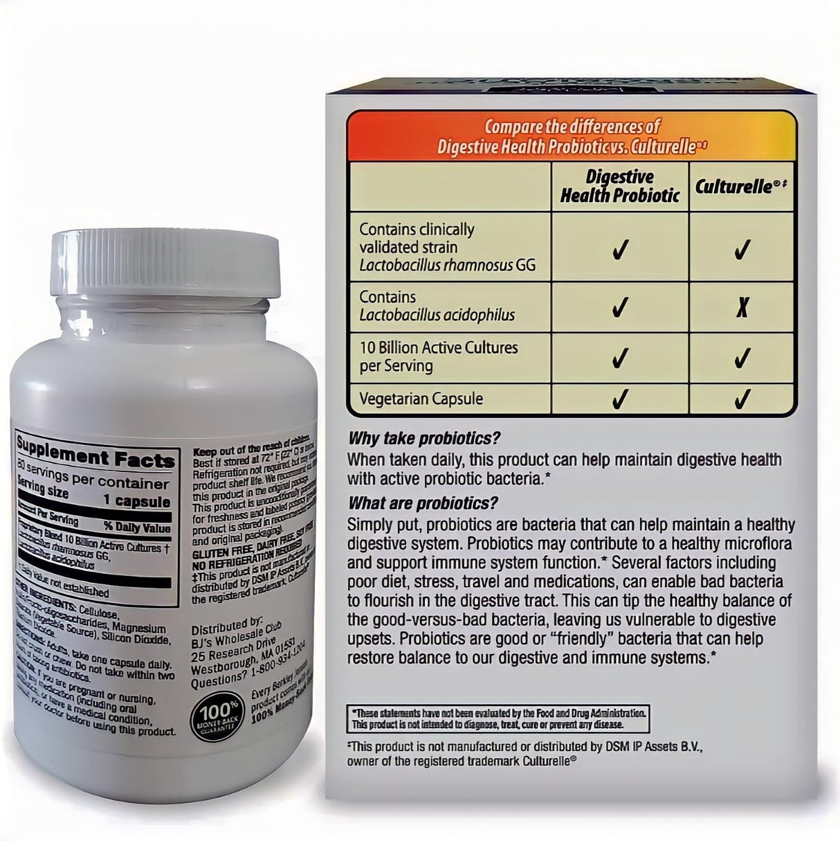 berkley jensen Daily Care Digestive Health Probiotics for Women & Men - Advanced Formula with Lactobacillus Rhamnosus GG & Lactobacillus Acidophilus - for Immune Support & Gut Health - 80 Capsules